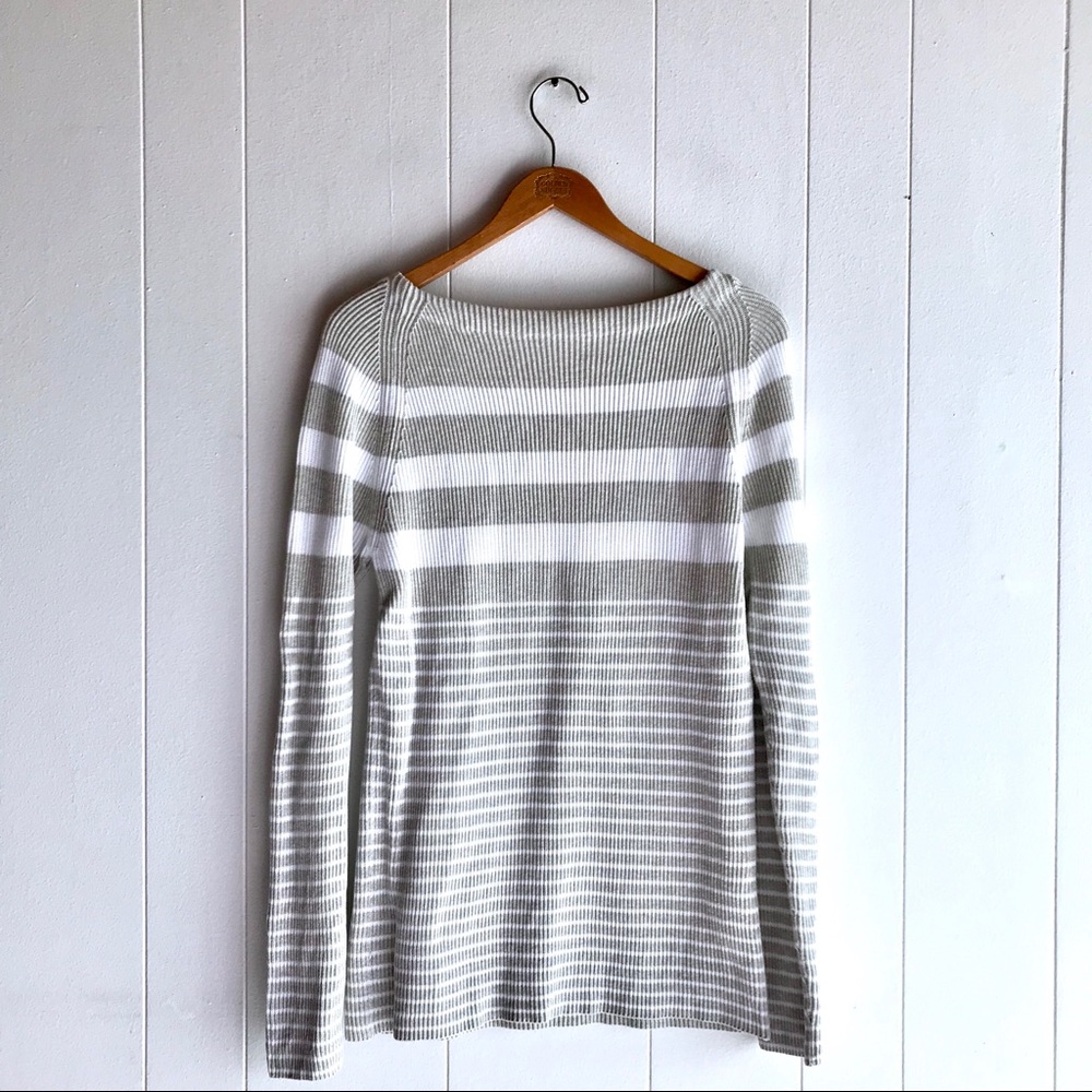 Vince White and Grayish Colored Striped Sweater
